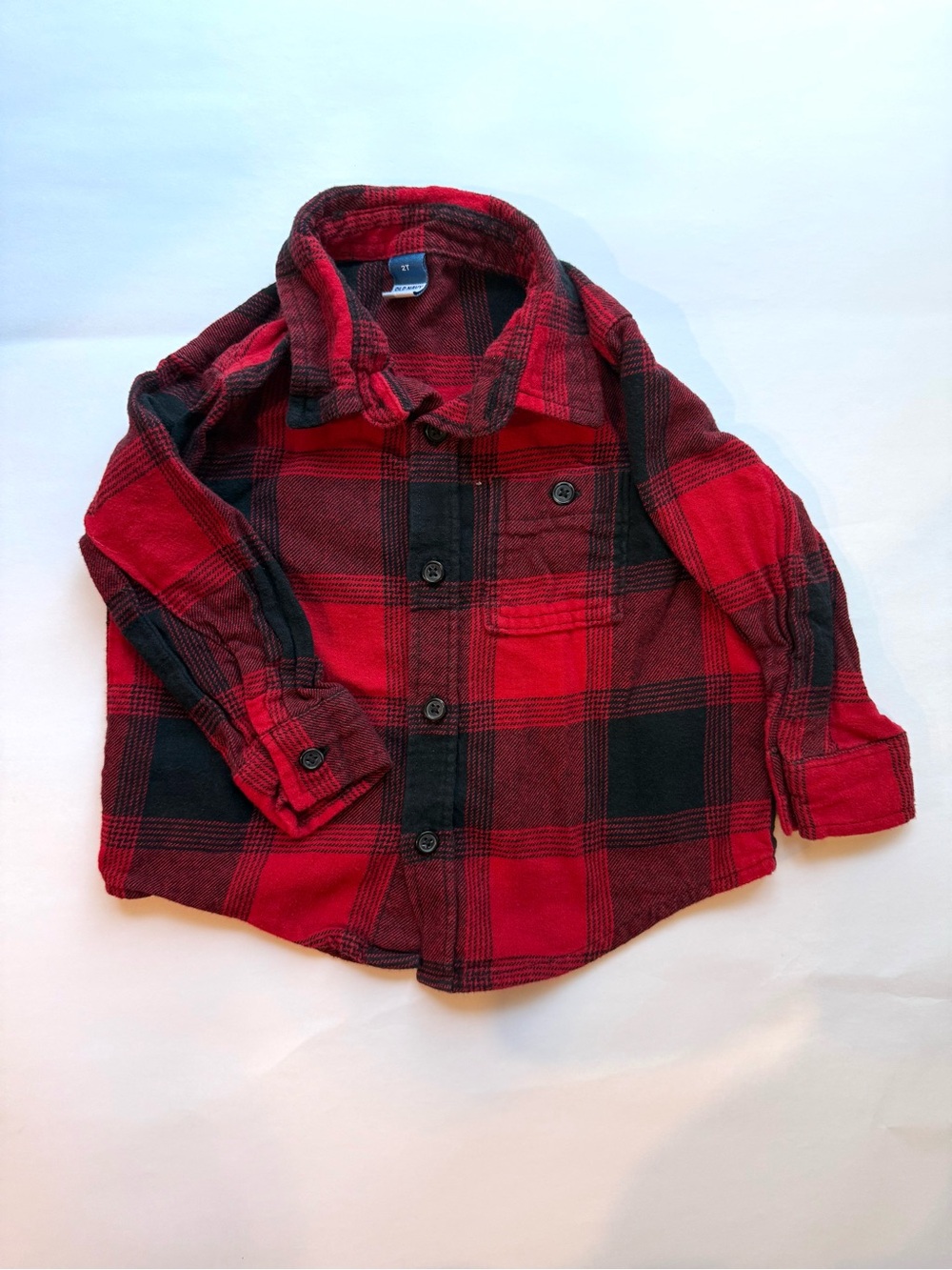 Old Navy Kids Red & Black Plaid Button-Up Shirt - Classic Flannel Style
